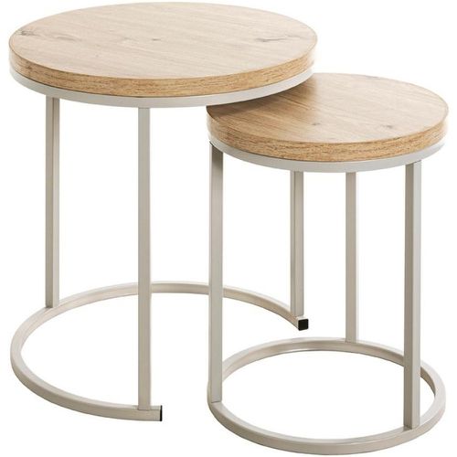 Lot de 2 tables d'appoint en métal plateau décor - 3S. x Home - Modalova