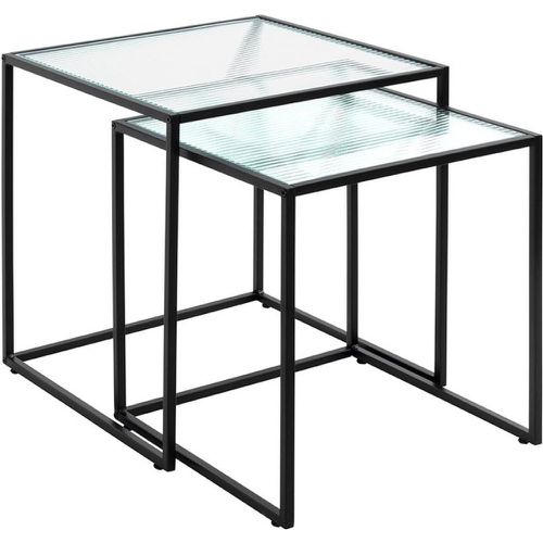 Lot de 2 tables d'appoint plateau verre trempé - 3S. x Home - Modalova
