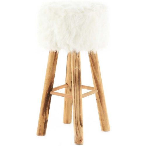 Tabouret Imitation Fourrure et Pin Massif YETI - 3S. x Home - Modalova