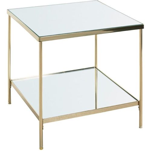 Table d'appoint en acier laitonné et étagères en verre miroir - 3S. x Home - Modalova