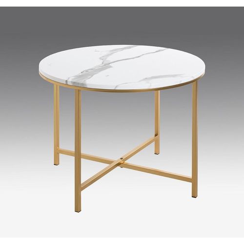 Table d'appoint en métal laqué plateau décor marbre - 3S. x Home - Modalova