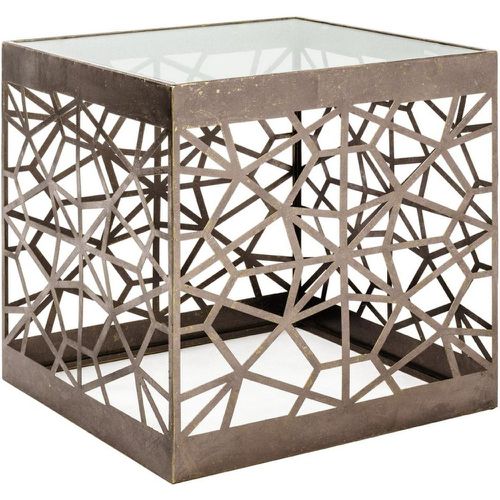 Table d'appoint en métal laqué et plateau en verre transparent - 3S. x Home - Modalova