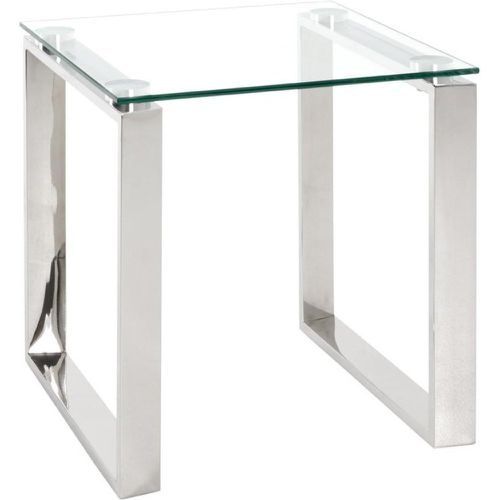 Table d'appoint avec structure en Inox brillant et plateau en Verre trempé Transparent H45 cm - 3S. x Home - Modalova
