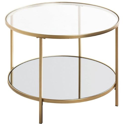 Grande table d'appoint ronde acier laqué d? et plateaux miroir et verre trempé - 3S. x Home - Modalova
