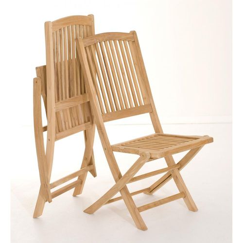Ensemble de 2 chaises de jardin Lombock en bois Teck - Macabane - Modalova