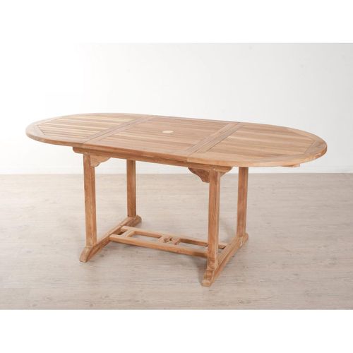 Table de jardin 4/6 personnes - ovale extensible 120/180 x 90 cm en bois Teck - Macabane - Modalova