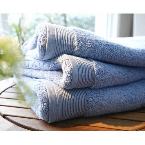 Drap de bain micro-coton 600 gr/m² uni Bleuet - Blanc des Vosges - Modalova