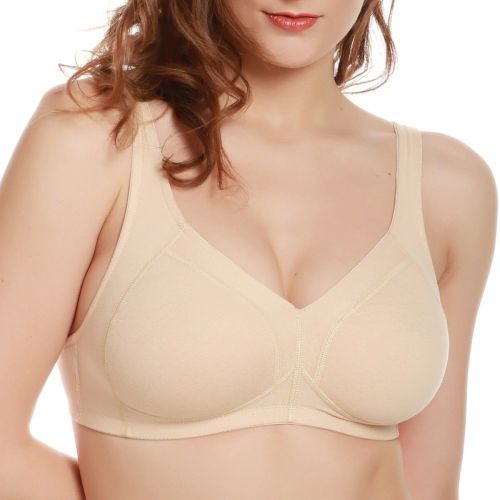 Soutien-gorge en coton sans armatures beige - Jolidon - Modalova