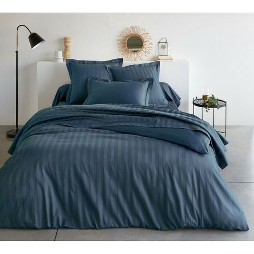 Housse de couette satin de coton 2 faces uni / rayé TERTIO® - Bleu Indigo - 3S. x Tertio (Nos Unis) - Modalova