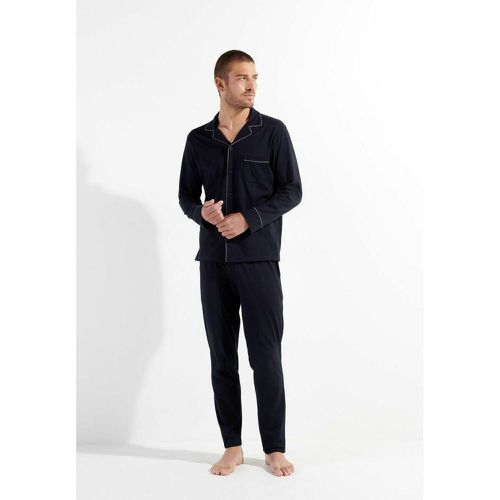 Pyjama marine passepoil gris en coton - HOM - Modalova