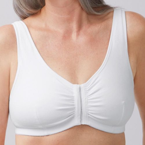 Brassière blanc - post opératoire avec poches - sans armatures en coton - Amoena Lingerie - Modalova