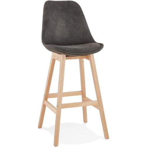 Tabouret de bar 'ASPEN' en microfibre et pieds en bois naturel - ALTEREGO - Modalova