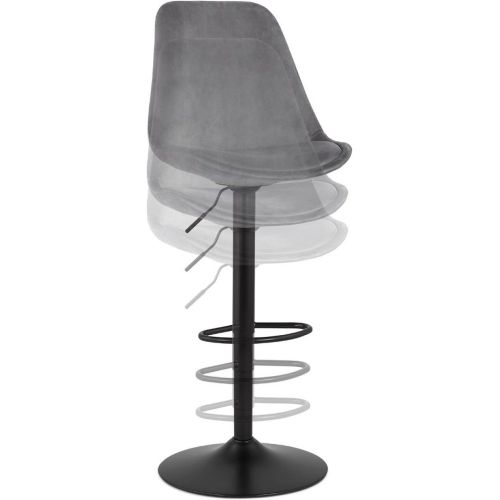 Tabouret réglable 'MIKE' en velours et pied noir - ALTEREGO - Modalova