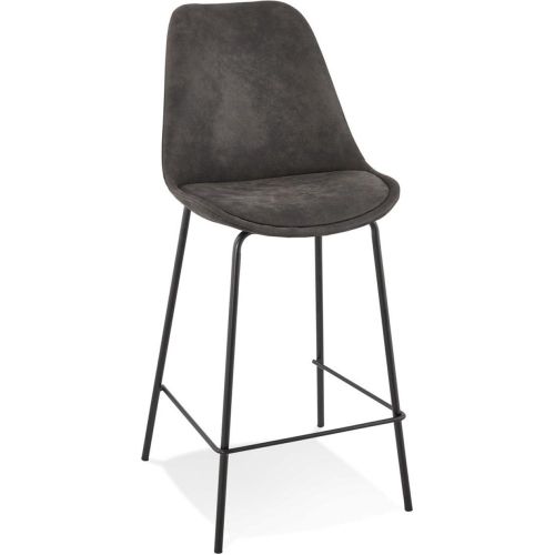 Tabouret snack mi-hauteur 'TAO MINI' en microfibre et pieds en métal noir - ALTEREGO - Modalova