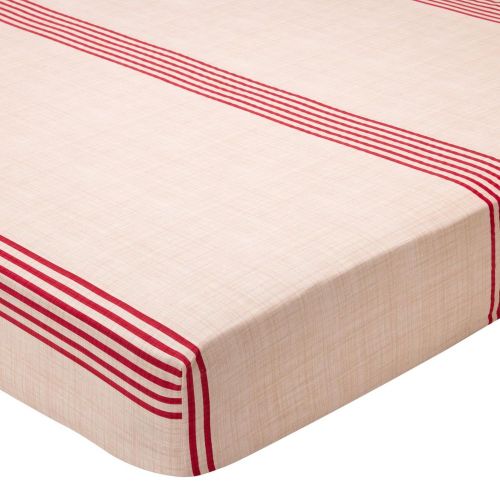 Drap housse coton à rayures rouges - TOBOGGAN - Becquet - Modalova