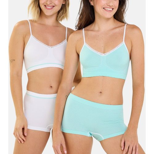 Lot de 2 shorties vert et blanc - Billet Doux - Modalova