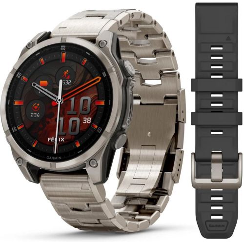 Montre Connectée - 010-02904-40 F?nix 8 Amoled - 47Mm - Sapphire, Titanium Avec Bracelet Titanium + Bracelet Silicone - Garmin - Modalova