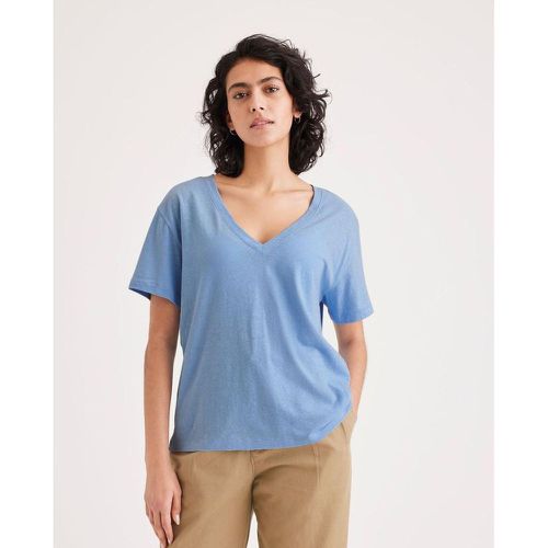 T-shirt à col V placid blue en coton - Dockers - Modalova