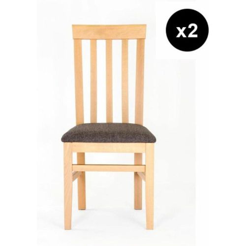 Lot de 2 Chaises en bois avec assise en tissu - 3S. x Home - Modalova