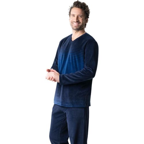 Pyjama long col V Velours en coton - Eminence - Modalova