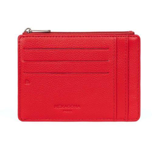 Porte-cartes Stop RFID Cuir CONFORT Fraise Ines - Hexagona - Modalova