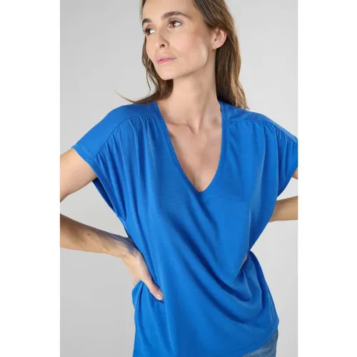Tee-Shirt DIODIS bleu Eva en tencel - Le Temps des Cerises - Modalova