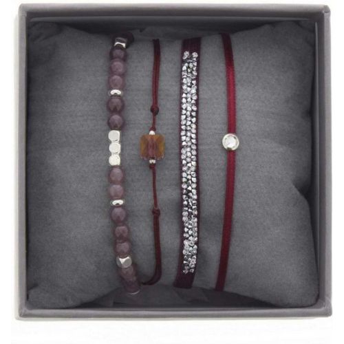 Bracelet A38635 - Bracelet Tissu Rouge Cristaux Swarovski - Les Interchangeables - Modalova