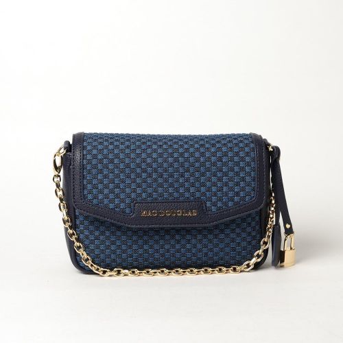 Petit sac bandoulière toile garnie tressé jean brut - Mac Douglas - Modalova