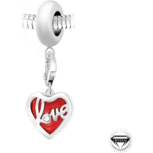 Charm perle love dans c?ur orné de cristaux Swarovski par SC Crystal Paris® - So Charm Bijoux - Modalova