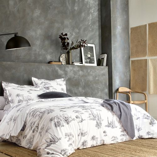 Parure housse de couette + 2 Taies d'oreiller PROMENADE Graphite - Blanc des Vosges - Modalova