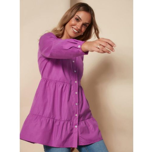 Chemise longue avec panneaux à volants - Venca - Modalova