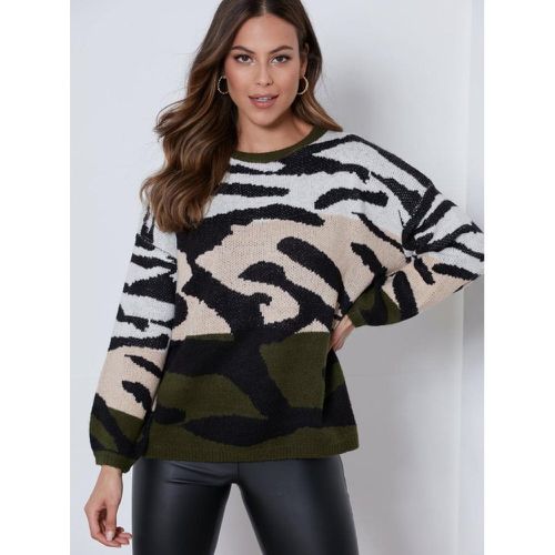 Pull à manches longues en tricot jacquard camouflage - Venca - Modalova