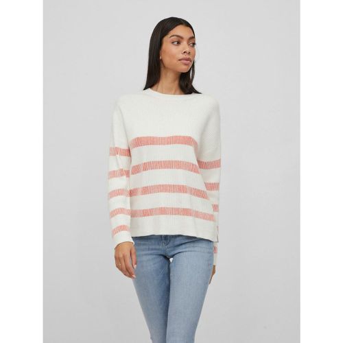 Pull col rond rayé rose clair en viscose - Vila - Modalova