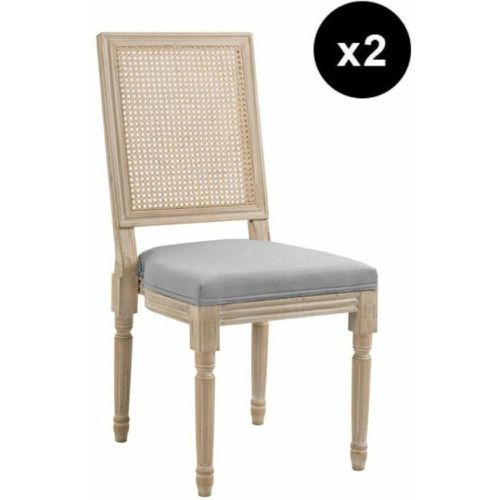 Lot de 2 chaises en bois massif et en tissu Gris Foncé - 3S. x Home - Modalova