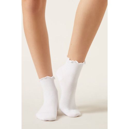 Chaussettes courtes côtelées avec bordure romantique Taille TAILLE UNIQUE - Calzedonia - Modalova