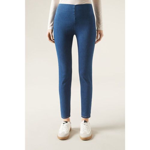 Leggings en denim skinny taille haute Taille L - Calzedonia - Modalova