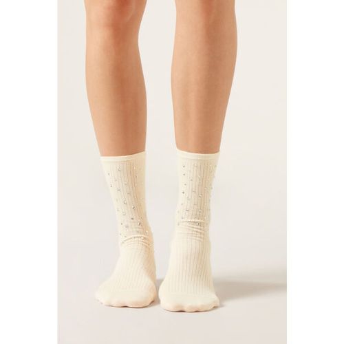 Chaussettes côtelées avec strass Taille TAILLE UNIQUE - Calzedonia - Modalova