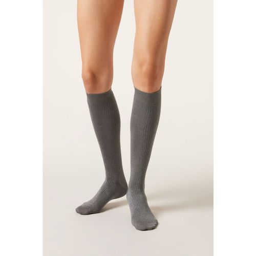 Chaussettes hautes en coton côtelé Taille TAILLE UNIQUE - Calzedonia - Modalova