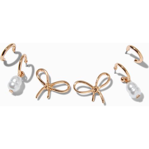 Boucles d'oreilles empilables perle d'imitation nœud noué couleur - Lot de 3 - Claire's - Modalova