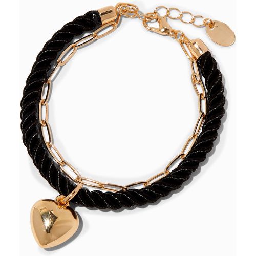 Bracelet à breloques cœur en corde et chaîne couleur dorée - Claire's - Modalova