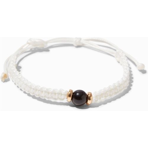 Bracelet réglable tressé avec perles d’imitation blanches - Claire's - Modalova