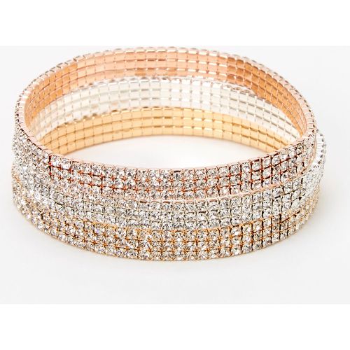 Bracelets élastiques triple rang de strass en métaux mixtes - Lot de 3 - Claire's - Modalova