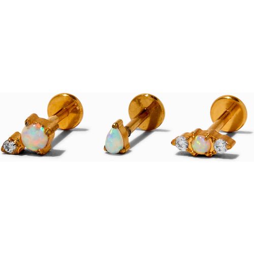 Boucles d'oreilles pour cartilage arrière plat clou 1,0 mm opale d’imitation en titane couleur - Lot de 3 - Claire's - Modalova