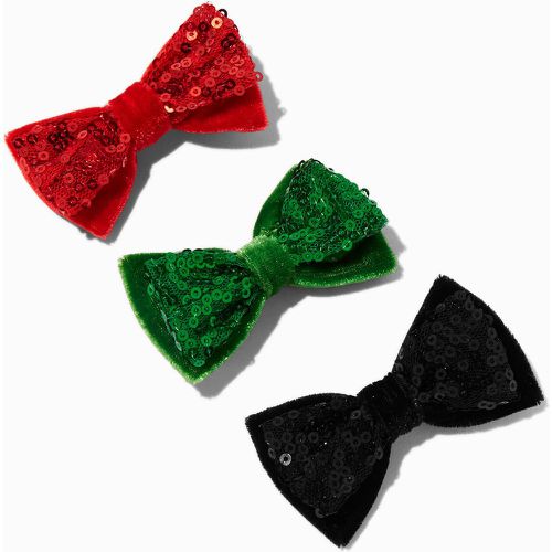 Barrettes à nœud en fausse fourrure et à sequins Noël - Lot de 3 - Claire's - Modalova