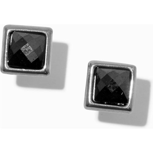 Clous d’oreilles carrés en serti clos 6 mm en zircon cubique d’imitation en titane couleur argentée C LUXE by Claire’s - Claire's - Modalova