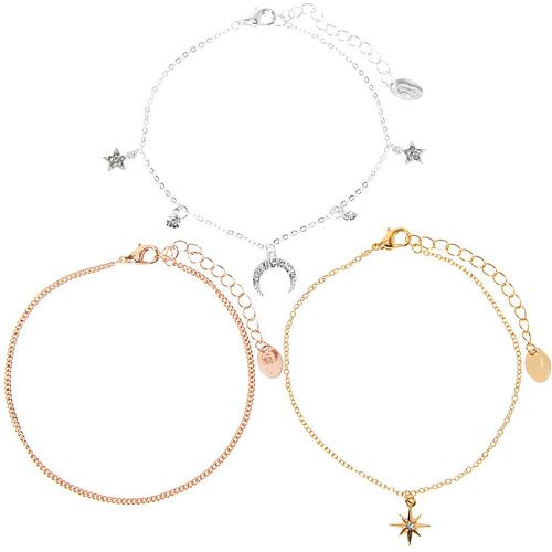 Bracelets de cheville à chaînes corne et étoile en métaux mixtes - Lot de 3 - Claire's - Modalova