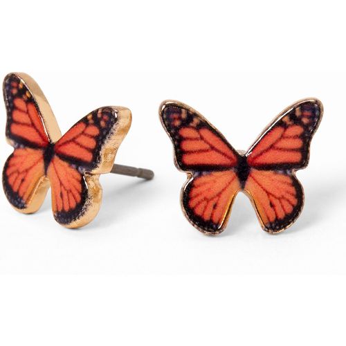 Clous d'oreilles papillon monarque couleur dorée - Orange - Claire's - Modalova