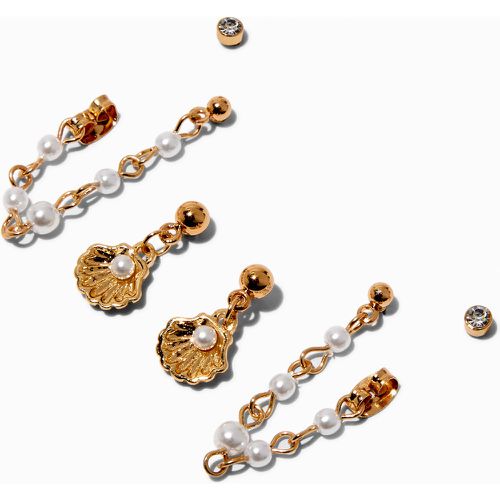 Boucles d’oreilles reliées par une chaîne perles d'imitation couleur - Lot de 3 - Claire's - Modalova