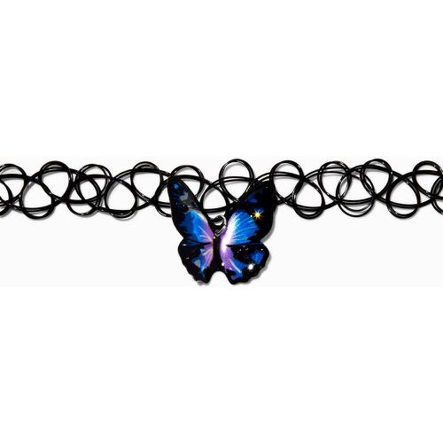 Ras-de-cou effet tatouage avec pendentif papillon 3D - Claire's - Modalova