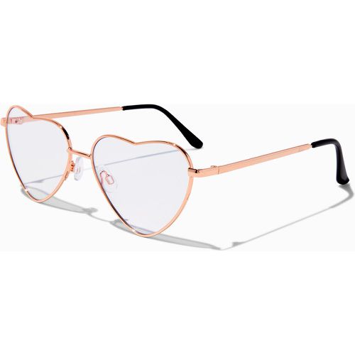 Lunettes à verres cœur transparents couleur doré avec réduction de la lumière bleue - Claire's - Modalova